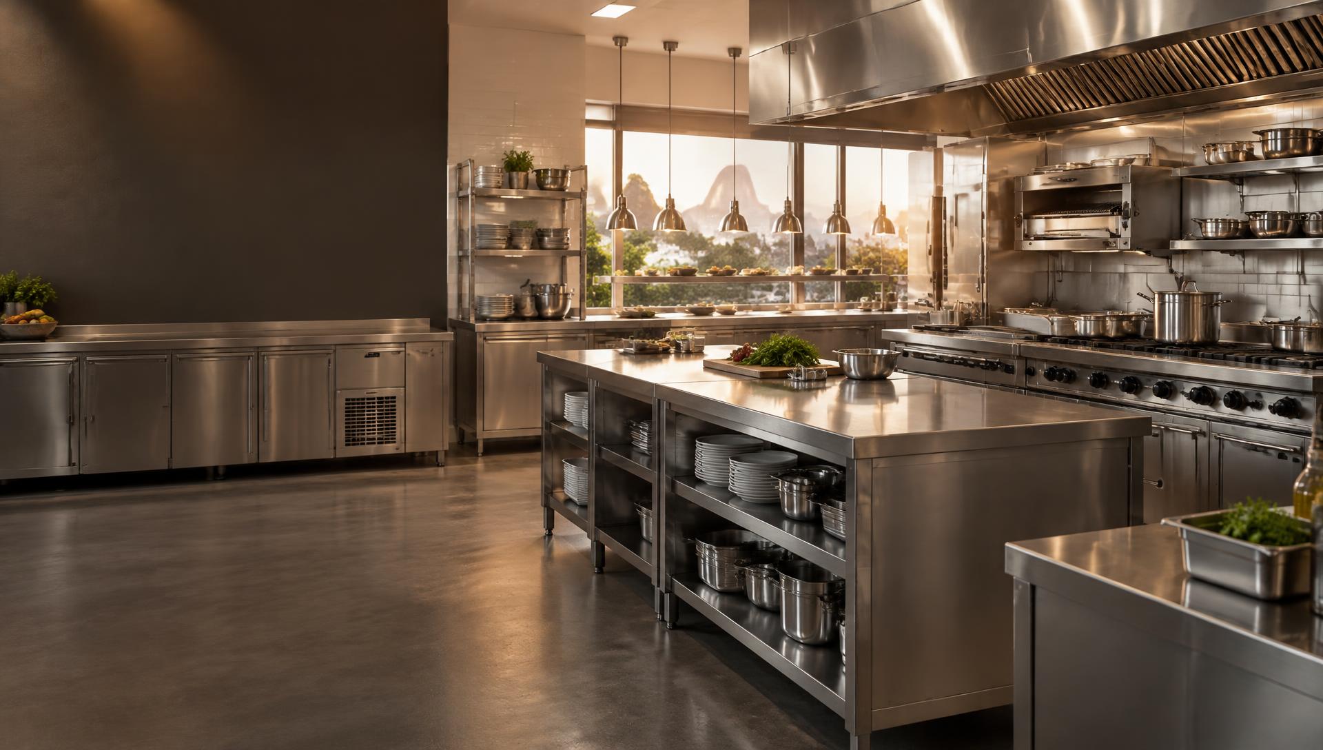 Cozinha industrial equipada em aço inox